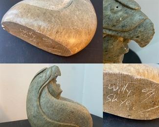 Signed Willy Skye Soapstone Native American Sculpture 