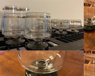 17 Pc Footed Platinum Rim Glassware