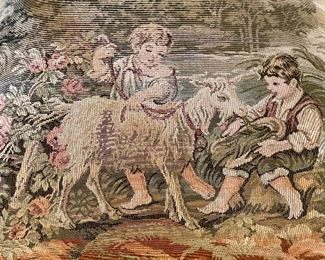 Footstool children with goat