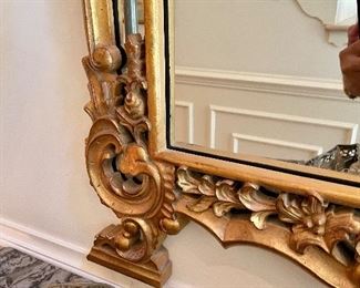 Large pier type mirror, footed to sit on mantle or on back of large piece of furniture