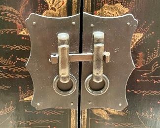 Chinese lock on cabinet