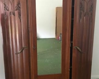 Antique German Art Nouveau wardrobe, comes fully disassembled.  Can be assembled on site and taken down for transport