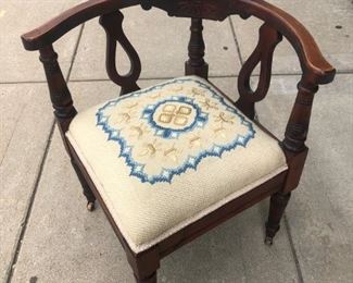 Antique corner chair on castors 