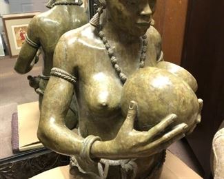 African Shona Stone Sculpture: Green Verdite 
