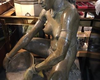 African Shona Stone Sculpture: Green Verdite by: Chikumbirike named Kore Kore 