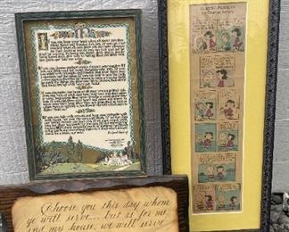 Framed Rudyard Kipling Quote Peanuts Comic and Bible Verse