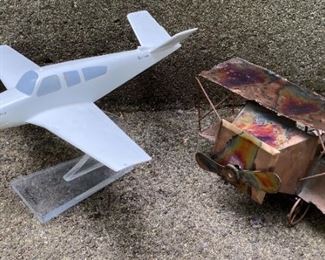 Metal Plane Music Box And Plastic VTailed Beechcraft Bonanza Model