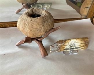 Paneok Carved Bark And Termite Mound Specimen