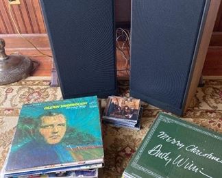 PolkAudio Speakers And Christmas Glenn Yarbrough Beatles Orchestra Vinyl Records