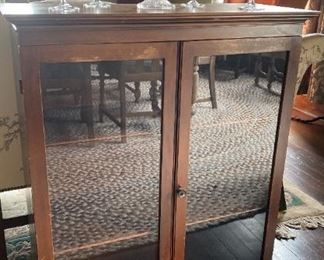 Solid Wood Display Cabinet With Hinged Glass Doors