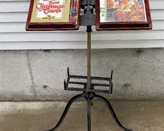 Wrought Iron And Wood Music Stand With Christmas Choral Sheet Music