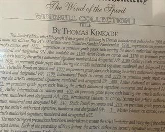 Certificate of Authenticity for Thomas Kinkade, The Wind of the Spirit