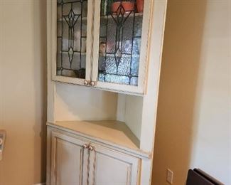Corner Cabinet with Leaded Glass Doors