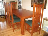 Incredible Amish crafted Dining Room Table & 6 chairs (4 side, 2 arm) with one large leaf.