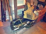 boat chairs and life vest, fishing rods and misc.