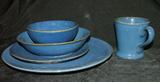 Complete 40 pc set of this great blue stoneware, new never used