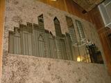 Mirrored vintage New York skyline mural, including world trade towers!