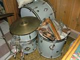 vintage drum set, including bongos