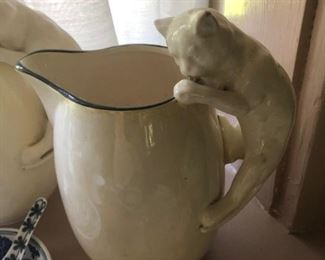 Vintage Pitcher w/ Cat Handle