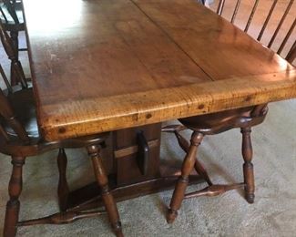 Antique Trestle Table w/ 6 Comb Back / Windsor Chairs