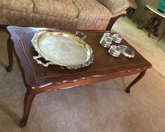 Coffee Table, Sterling Rimmed Coasters