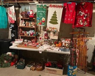 Vintage Christmas, vintage felt Christmas decorations, ornaments, sleds