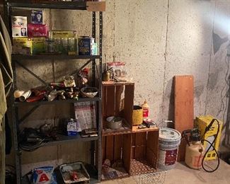 Lightbulbs crates paint brushes yards sprayers