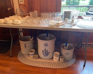 Mammoth Illinois pottery stoneware 10 gallon crock 3 gallon crock 5 gallon crock