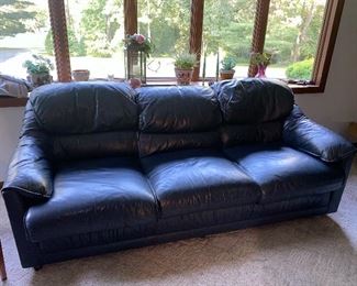Blue leather sofa super comfortable