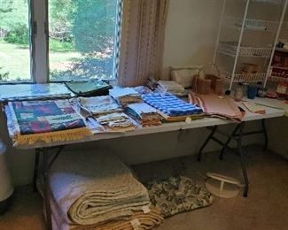 Linens blankets placemats napkins seat cushion tablecloth