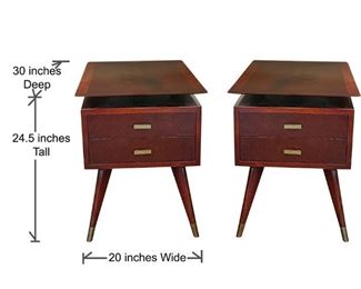 481 Pair Mid Century End Tables Detail 1