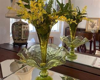 Lovely green epergne 