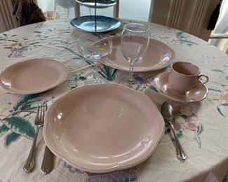 Set of pale coral china