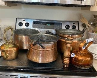 Many copper pots