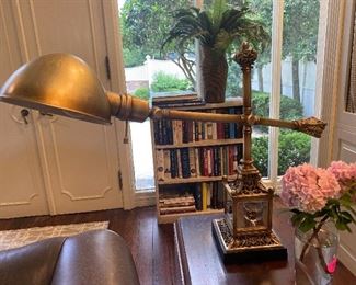 One of a pair of extended arm lamps 