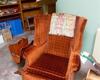 Wingback in Vintage Velour Upholstery