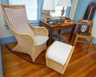 Wicker Chair & Footstool
