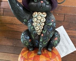 Jim Shore "Hartwell Creek"  Halloween cat on Pumpkin lighted statue