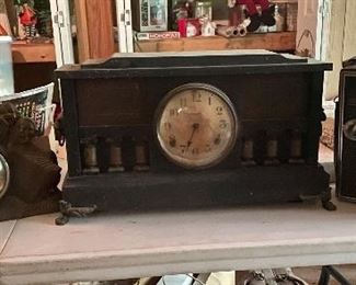 Vintage clocks and radio.  (United, Ingraham & Windsor)