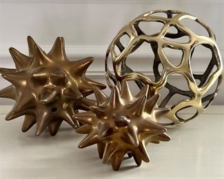Decorative Ceramic & Brass Orbs                                                       Tallest - 8"