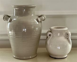 (2) Double Handled Pottery Vases                                                        Tallest - 11.5"