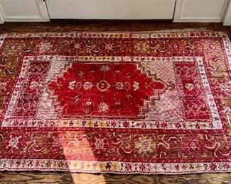 Red Wool Oriental Style Rug - approx. 3' x 5'