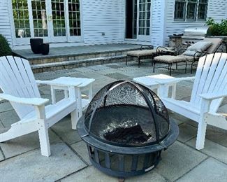 Frontgate Firepit, Resin Adirondack Shell Back Chairs and Tables by Seaside Casual Furniture