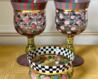 Mackenzie Childs Water Goblets - 6.75"                              Courtly Check Bowl - 2.5"