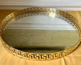 Mirrored Tray with Brass Gallery 