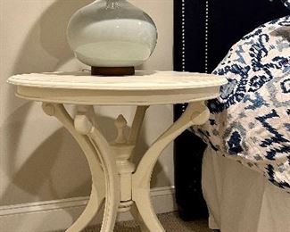 (2) Round Ivory Nightstands/End Tables - 27.5" x 28"
