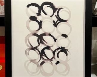 "Black & Gray Circles" Framed Art - 20.75" x 27"