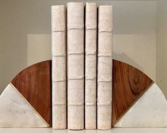 Polished Stone and Wood Bookends