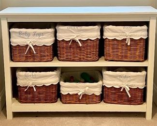 Bookshelf with Wicker Storage Baskets