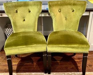 (2) Velour Chairs with Nailhead Trim - 21.5"l x 18.5"w x 37"h